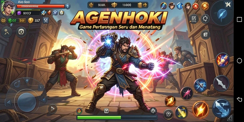 Screenshot gameplay AGENHOKI menampilkan pertarungan mendebarkan.
