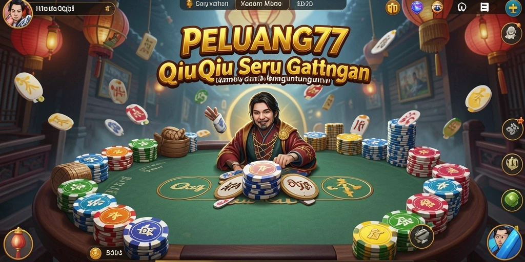 Screenshot utama PELUANG77 menampilkan gameplay seru QiuQiu.