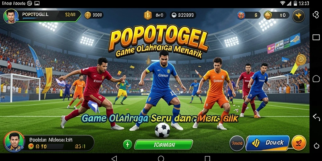 Screenshot utama menunjukkan aksi seru dalam gameplay olahraga POPOTOGEL.