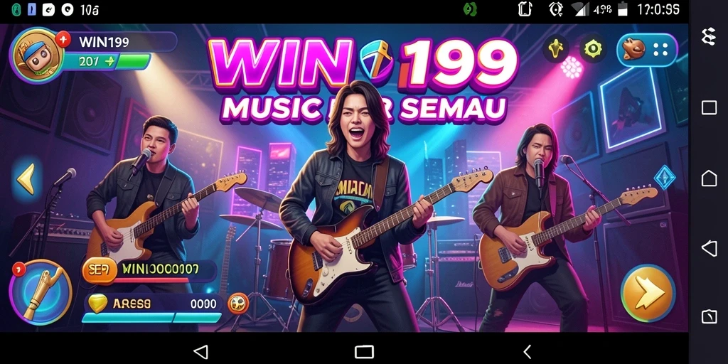 Screenshot gameplay WIN199 yang menunjukkan keseruan dalam bermain musik.